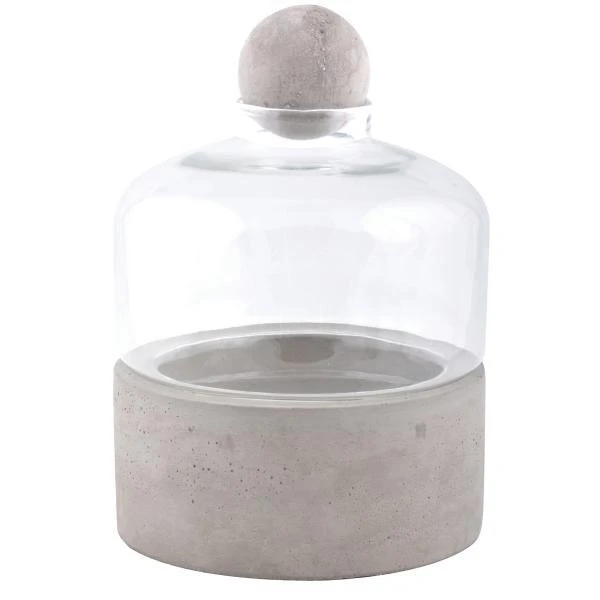 ESSCHERT DESIGN Kweekstolp Glas Op Betonbasis 3 ESSCHERT DESIGN Kweekstolp Glas Op Betonbasis